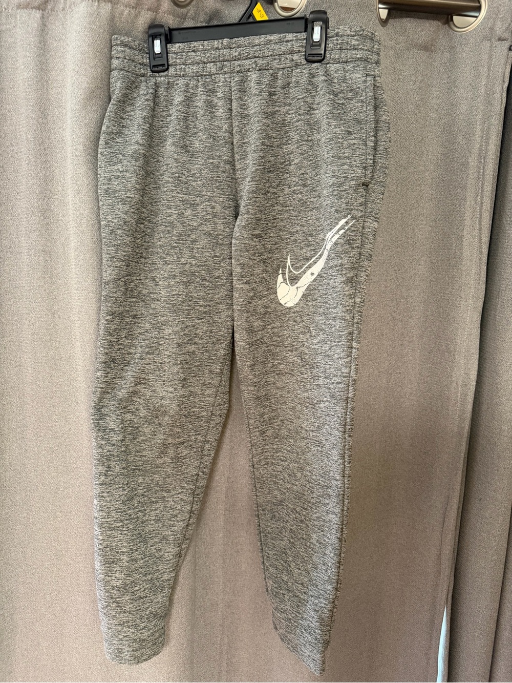 Nike Kids Grey Heather Jogger Pants with White Swoosh